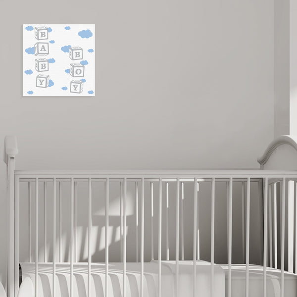 Cuadro Canvas de Cubitos con Nubes Azules "BABY BOY"
