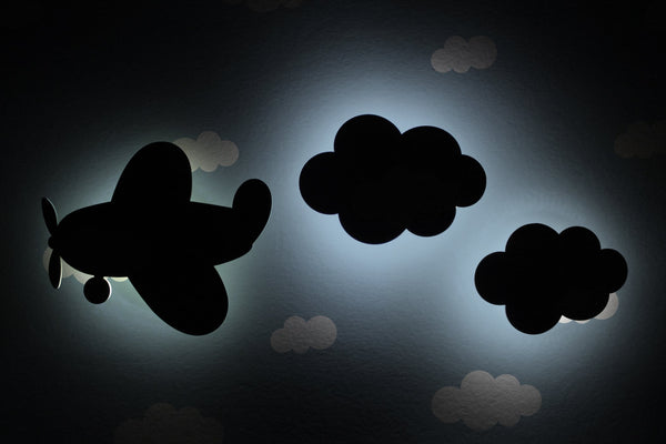 Lámparas de Avioneta con Nubes para Pared (Set de 3)