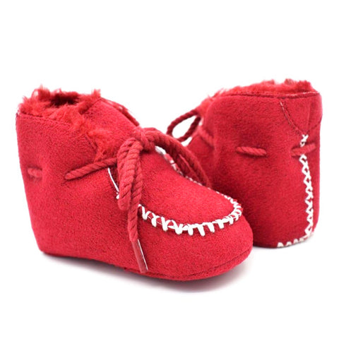 Botas Calientitas para bebé niña color rojo para el frío  invierno con suela suave