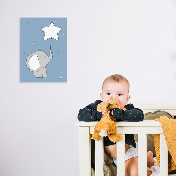 Cuadro Canvas de Elefante con Estrella para Bebé Niña