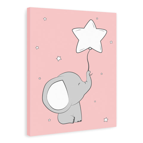 Cuadro decorativo de elefante rosa con estrella para niñas