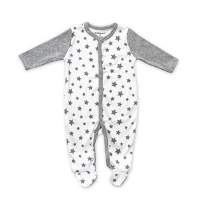 Mameluco Blanco con Estrellas Grises para Bebé Niña