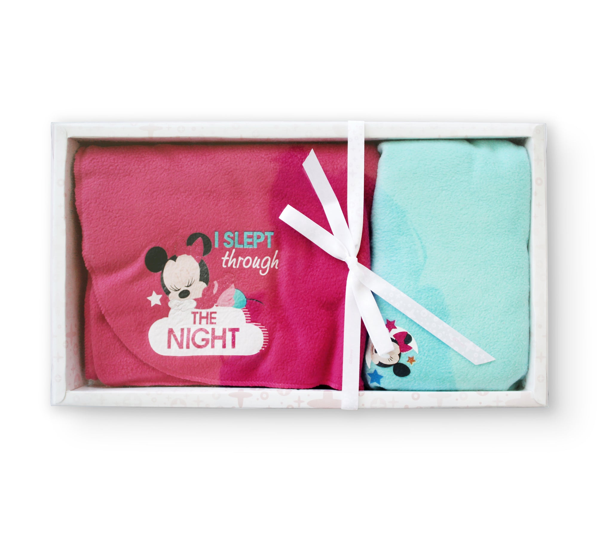 Set de regalo para bebé niña con cobija y almohada para frío de poliéster de Minnie Mouse Rosa con Verde